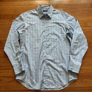 Ralph Lauren Purple Label Made in Italy Light Blue Checkered Button-Up Size M